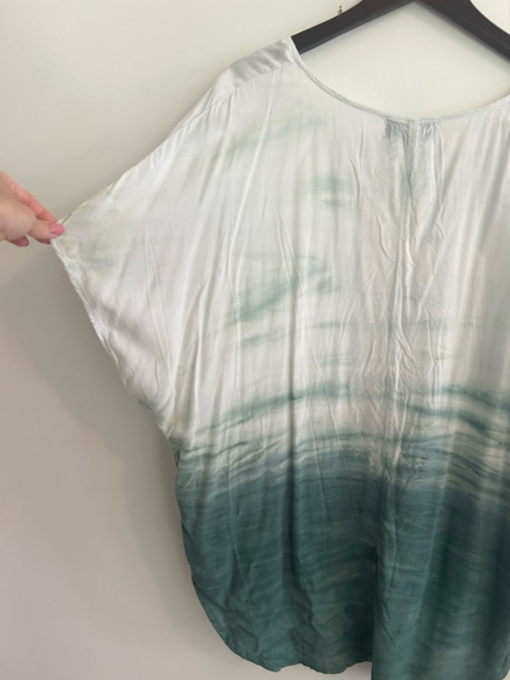 Michael Stars Women's Green Haze Wash Short Sleeve Peasant Top Size Large - Picture 7 of 10